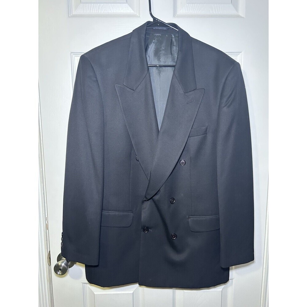 Giovanni Galanini Men’s 6 Button Double Breasted Blazer Black Size 40R